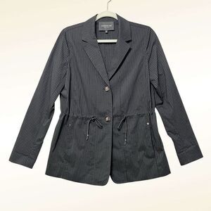 Lafayette 148 New York Porsha Sander Pinstripe Jacket Size S Black Nylon Career